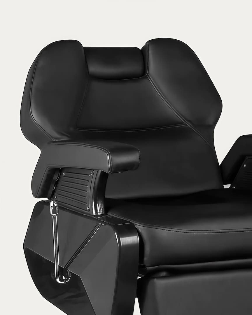Silla de barbero negra New York Hair System tapicería