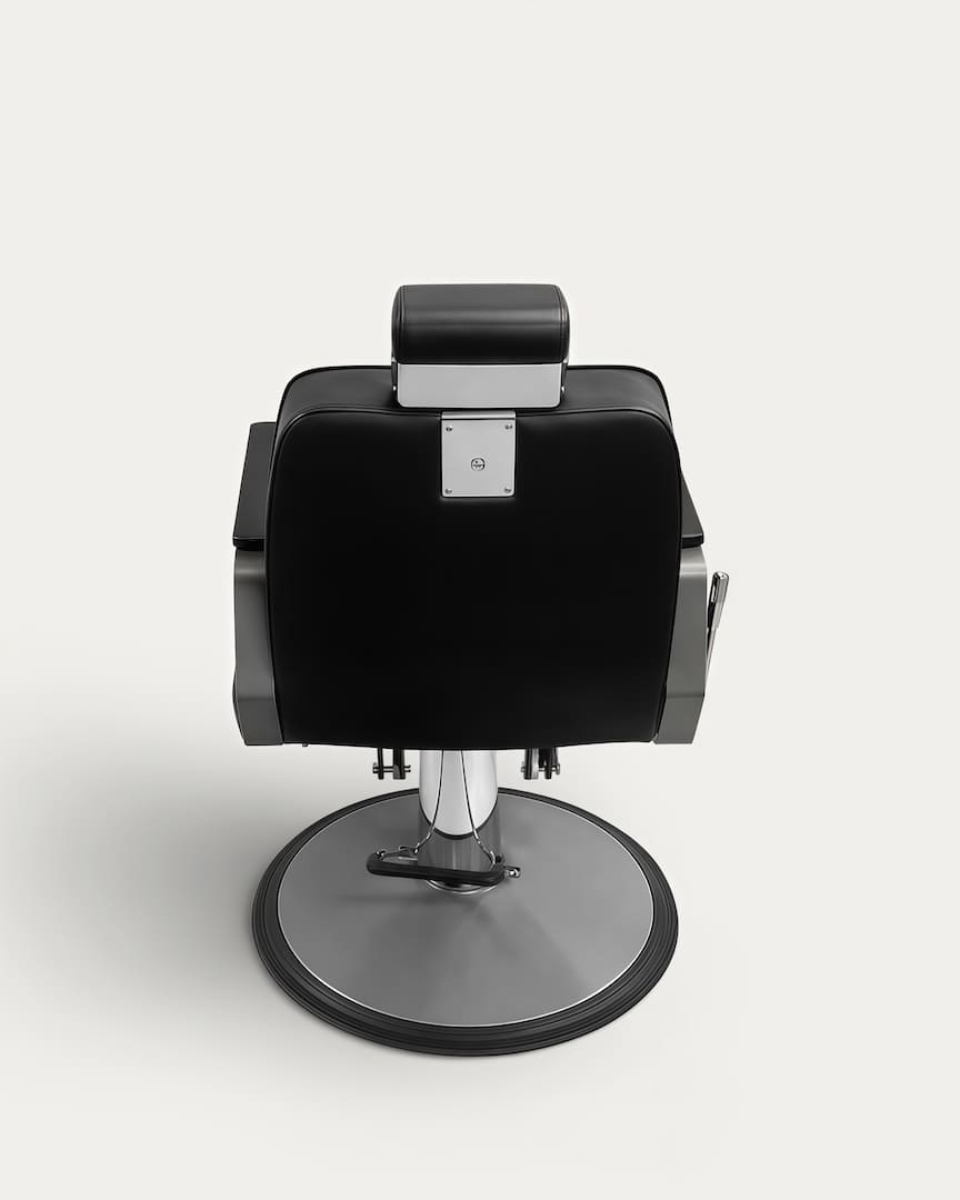 Silla de barbero tapicería negra Tina base cromada