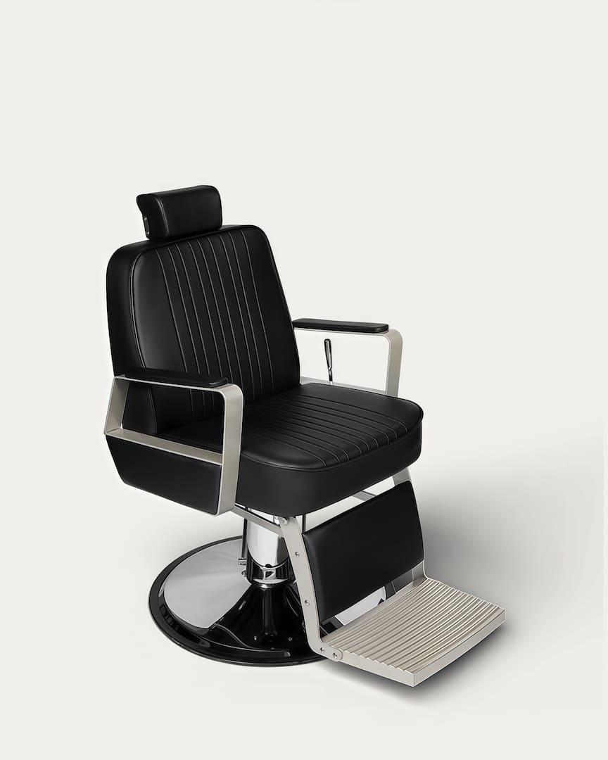 Silla de barbero tapicería negra Tina