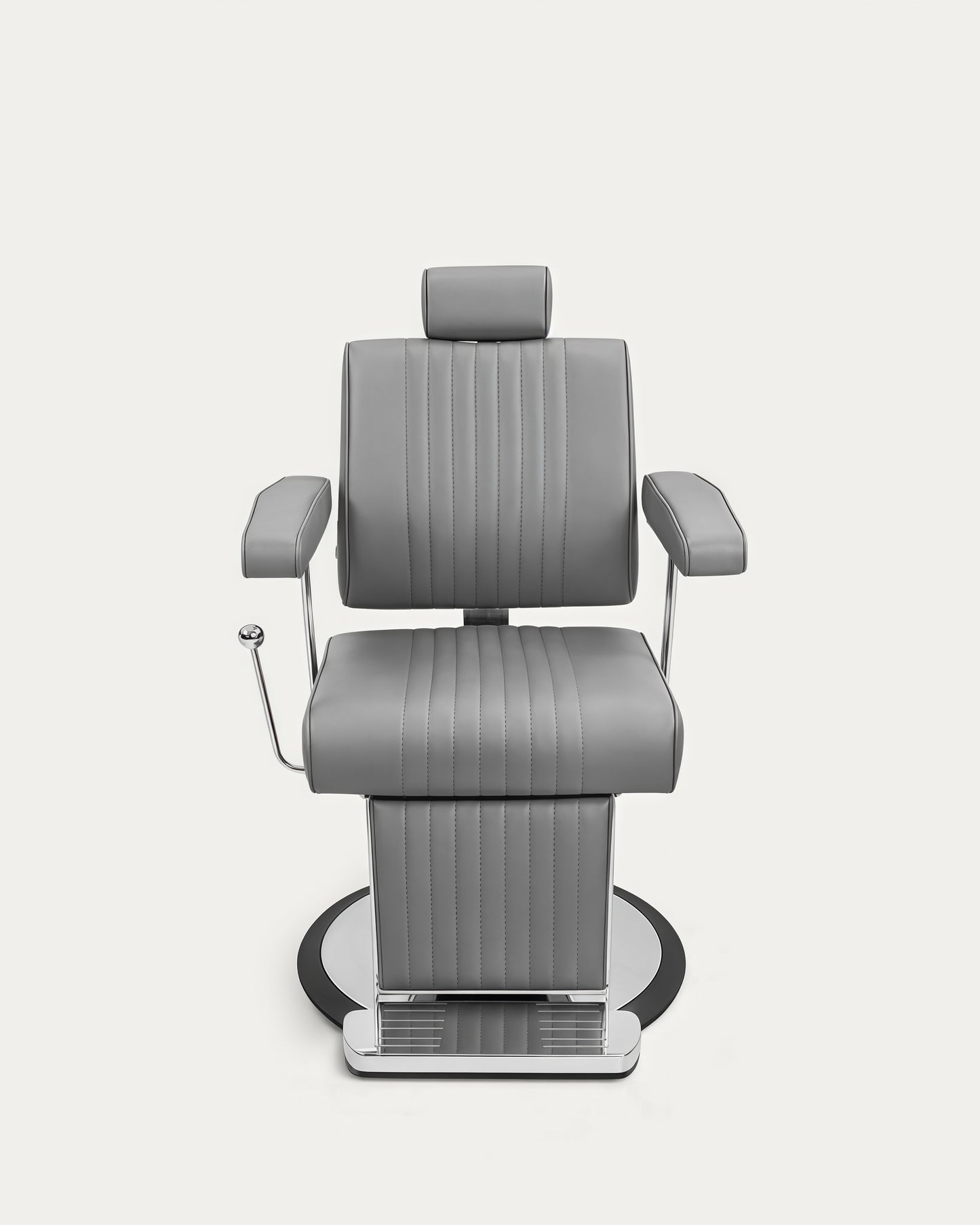 Silla para barbero tapicería gris cromada Lupo