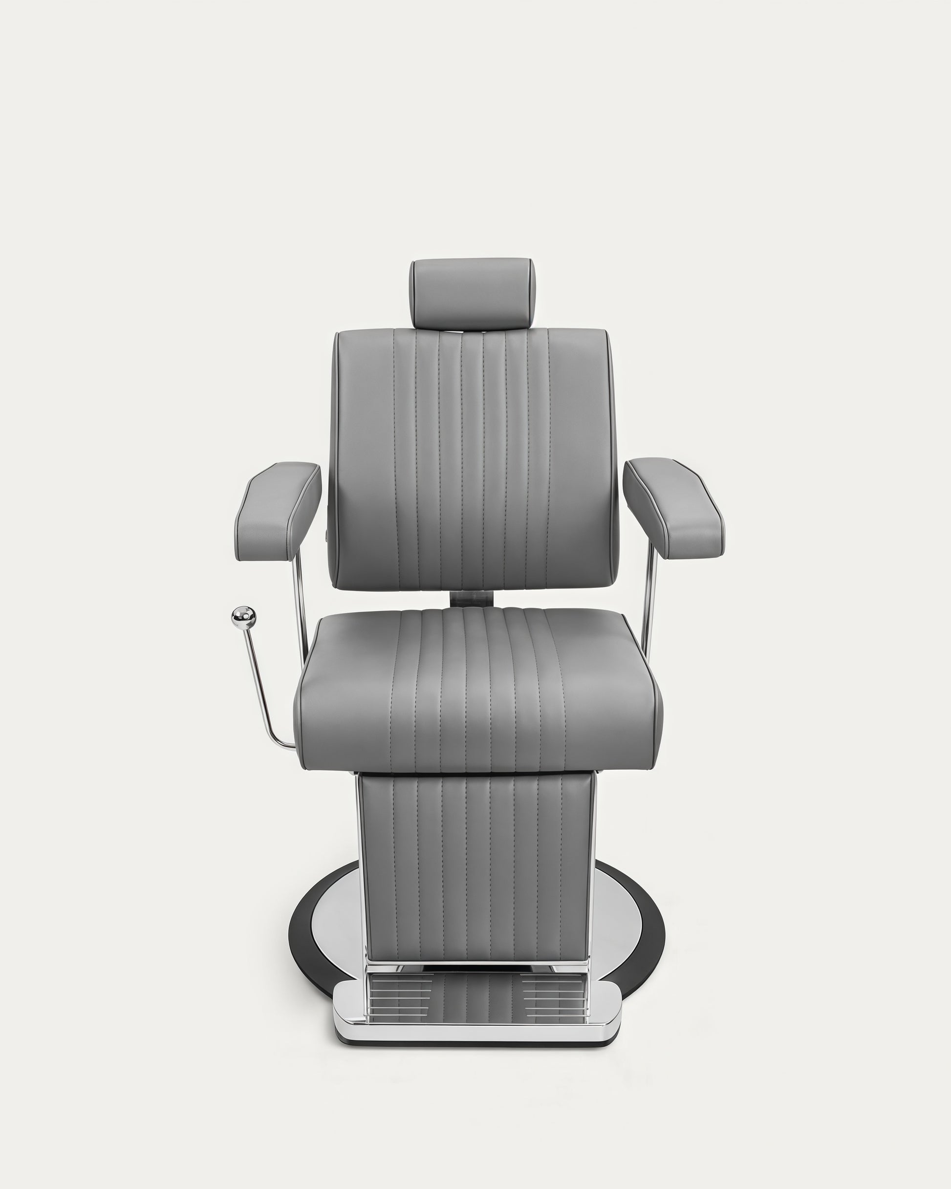 Silla para barbero tapicería gris cromada Lupo
