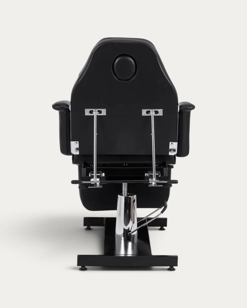 Parte posterior del sillón hidráulico Sillon 210 negro para podología