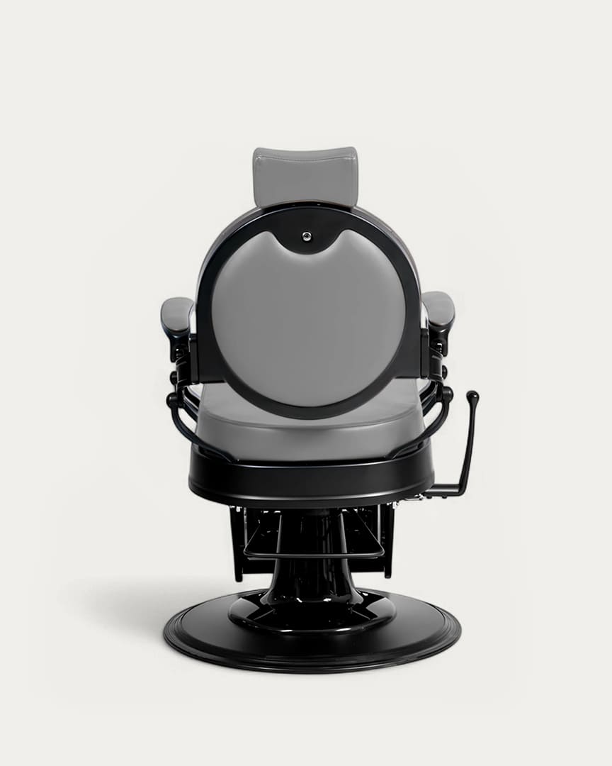 Sillón barbero Buzz Black con tapiceróa gris MUDI