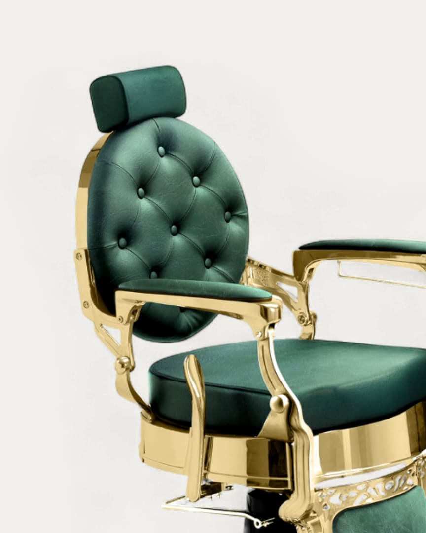 Mae sillón barbero verde green dorado Gold de la marca Dduueett