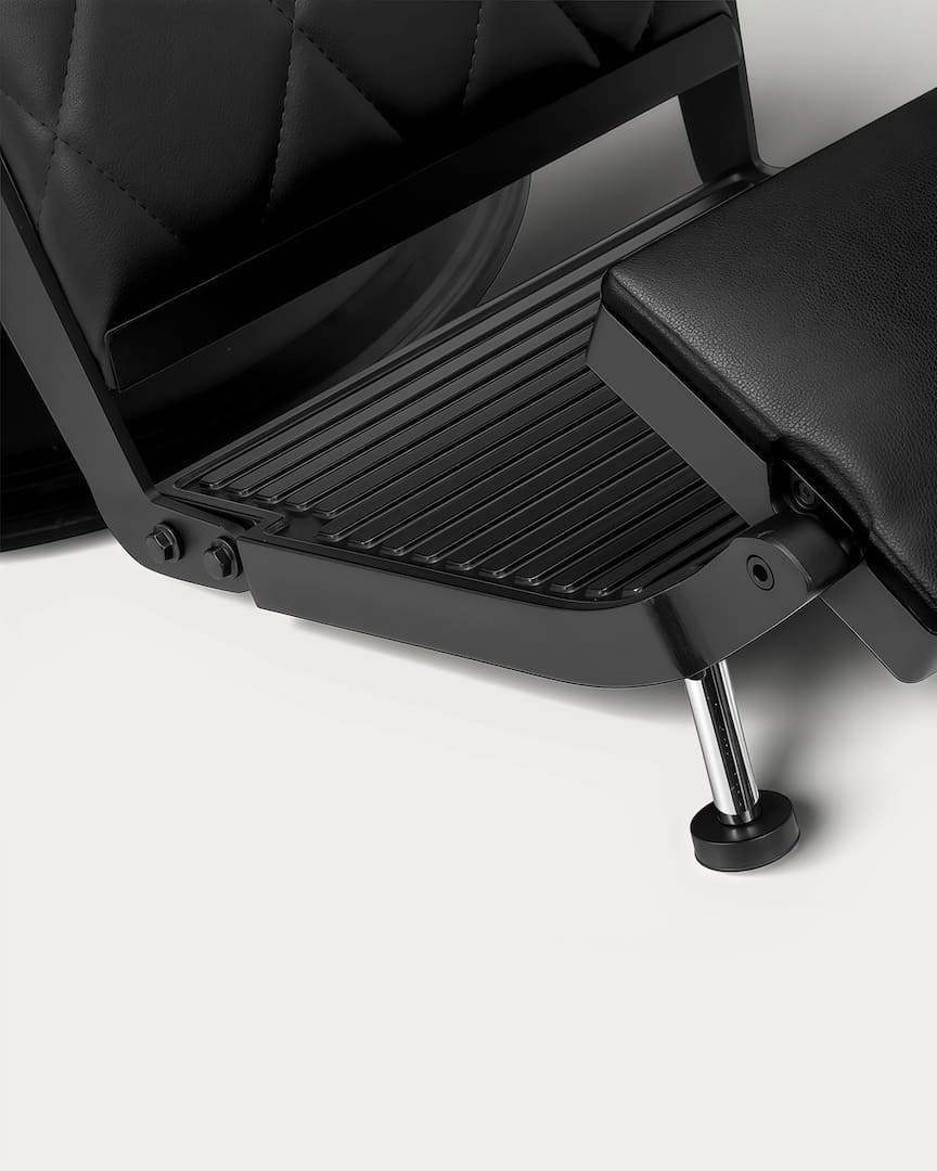Sillón barbería negro BM88066B Hair System reposapiés reversible