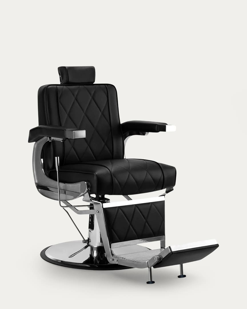 Sillón para barbería negro y cromado BM88066 Hair System
