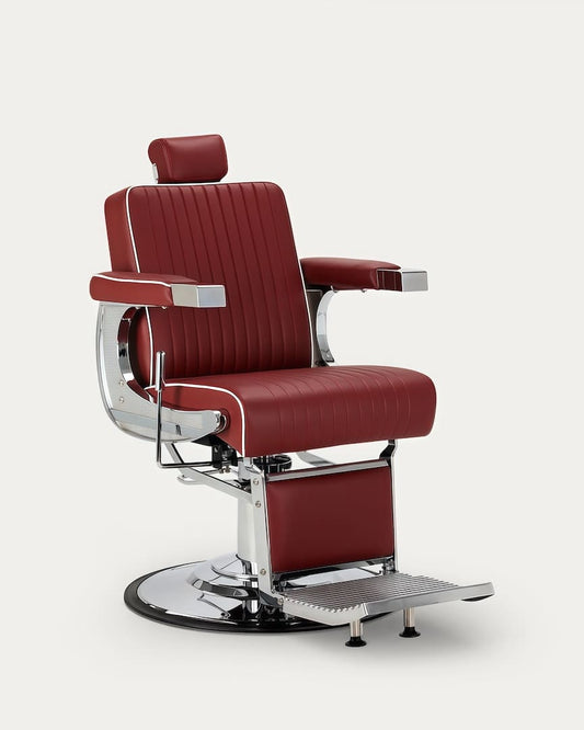 Sillón barbería rojo cromado Visionerio Gabbiano