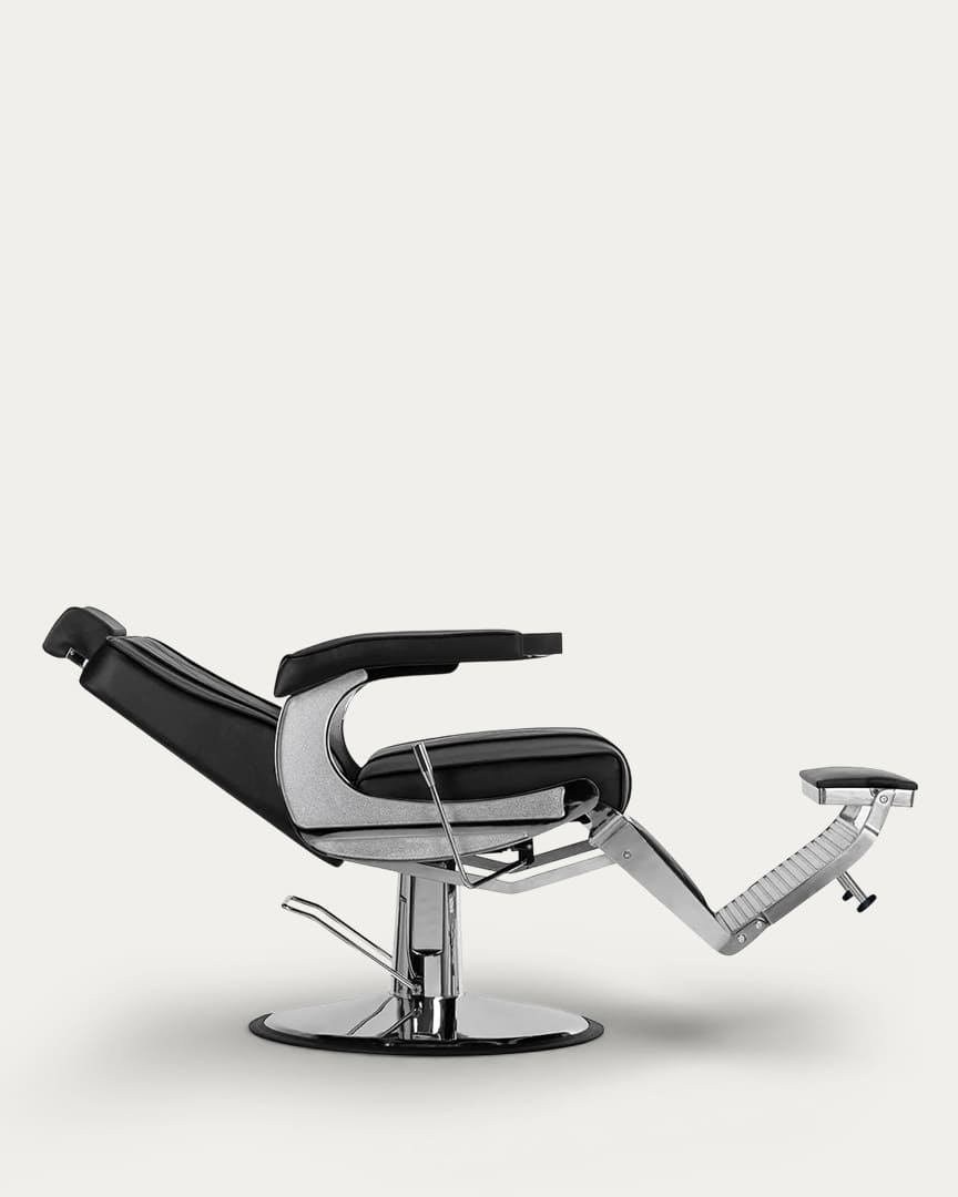 Sillón barbería negro y plateado BM88066 Hair System