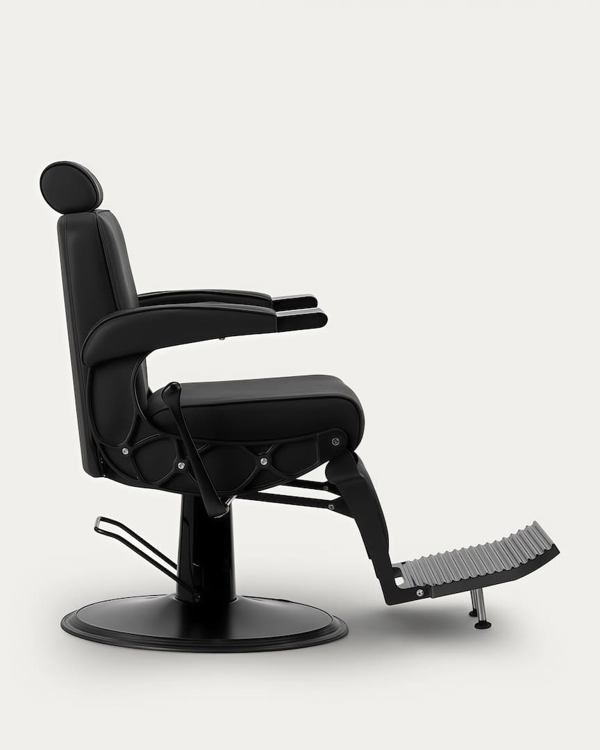 Sillón barbería con tapicería negra y base negra Continental Gabbiano