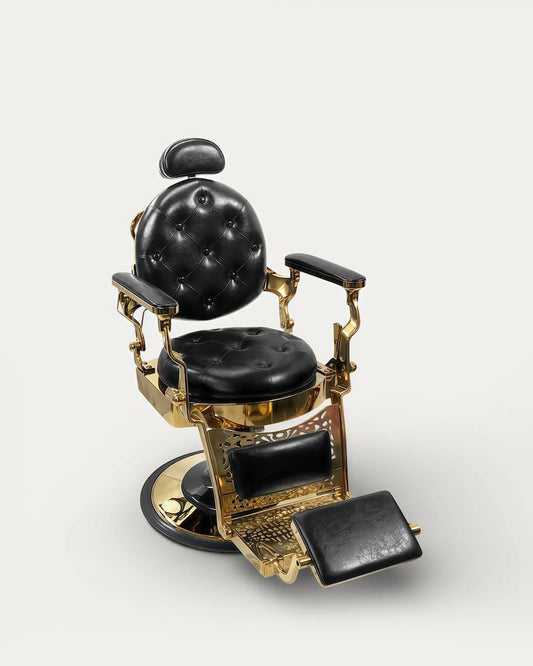 Sillón barbero antiguo dorado negro Yaqui