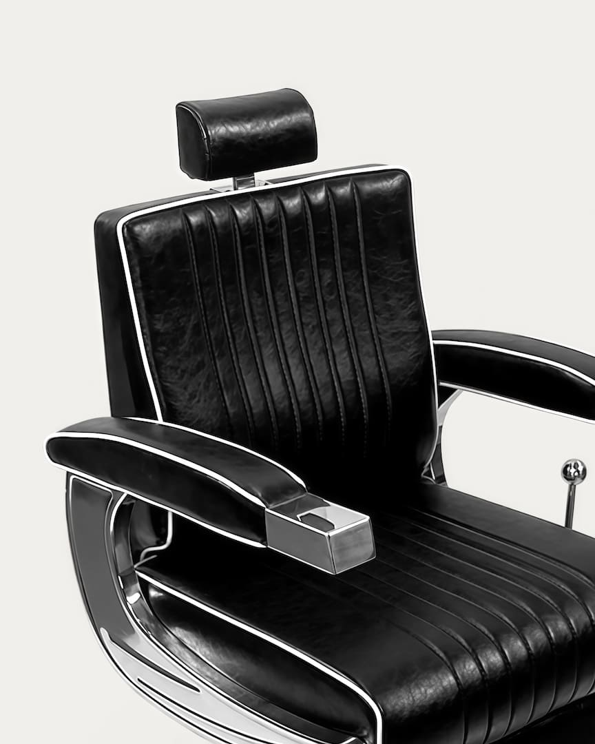 Sillón barbero antiguo negro y base cromada Milo