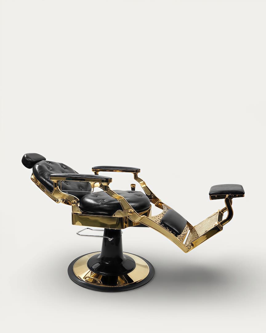 Sillón barbero antiguo negro dorado Yaqui