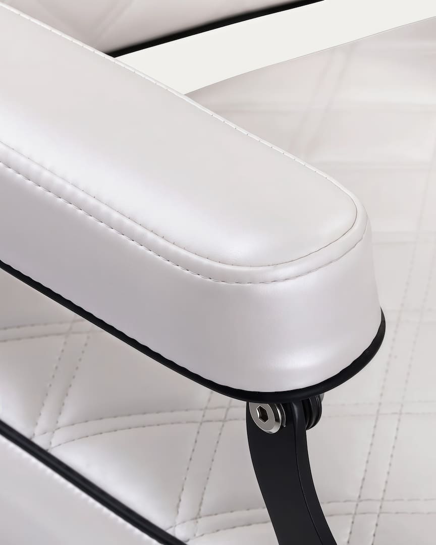 Sillón barbero blanco perla Carlos Extra Gabbiano reposabrazos