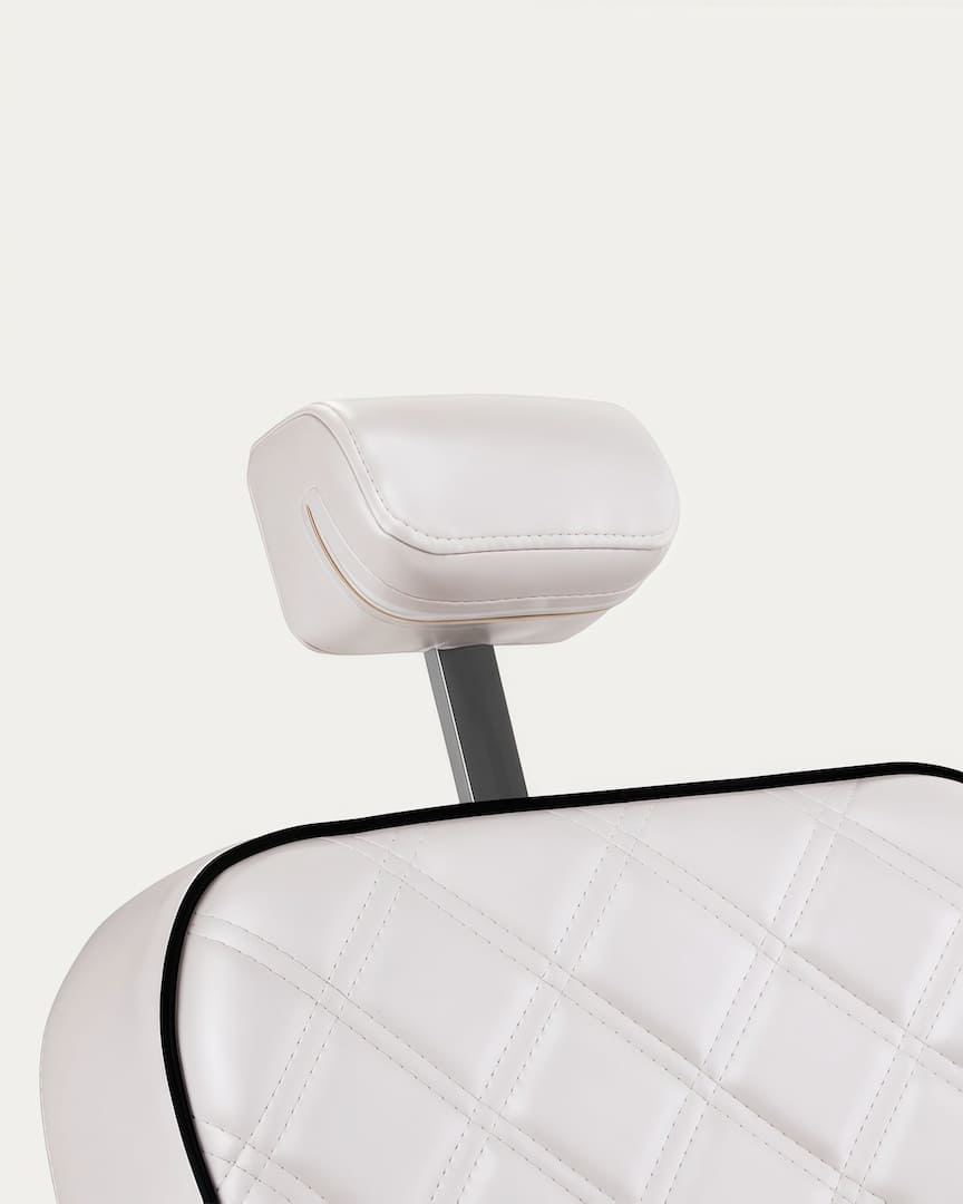 Sillón barbero blanco perla Carlos Extra Gabbiano reposacabezas
