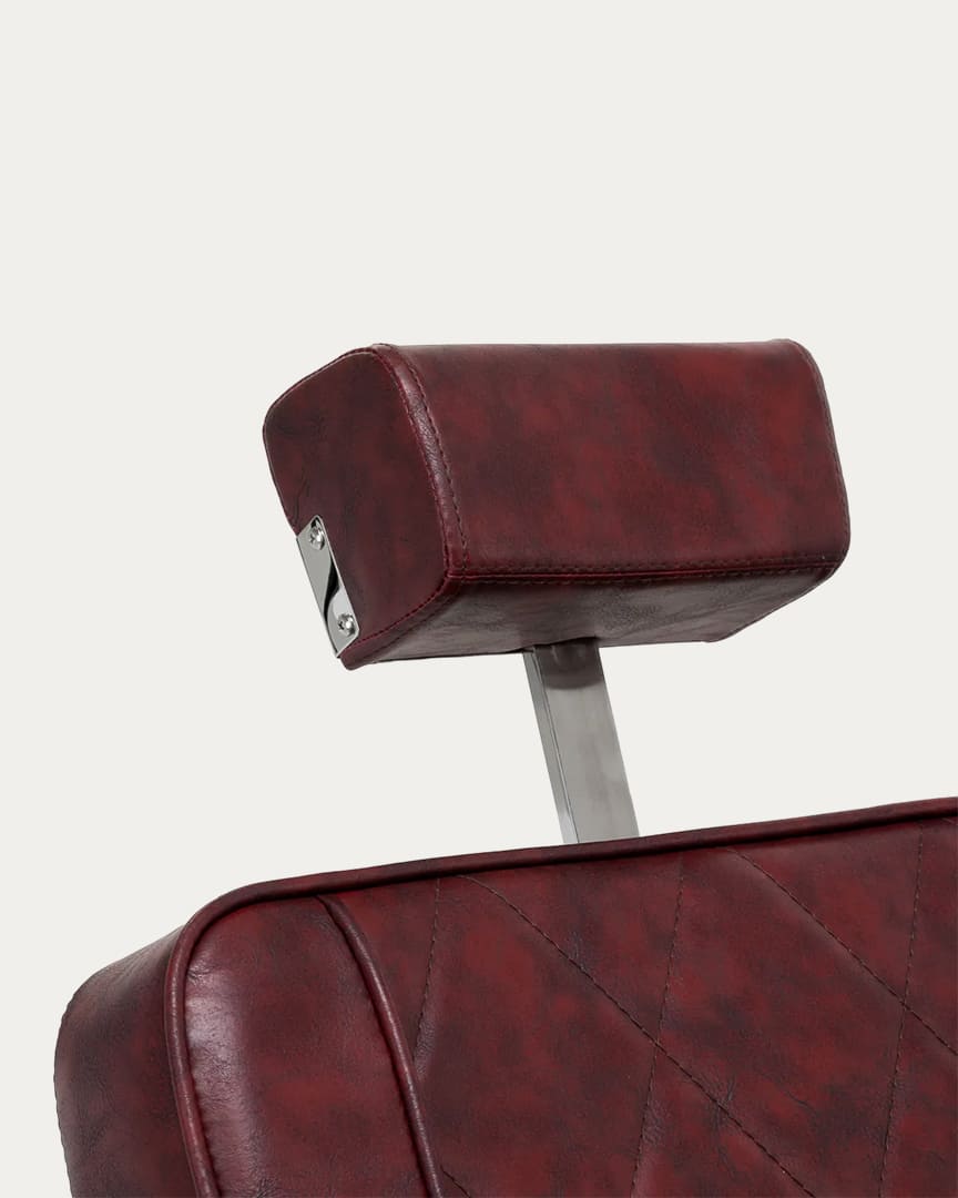 Sillón barbero burdeos y cromado BM88066 Hair System reposacabezas