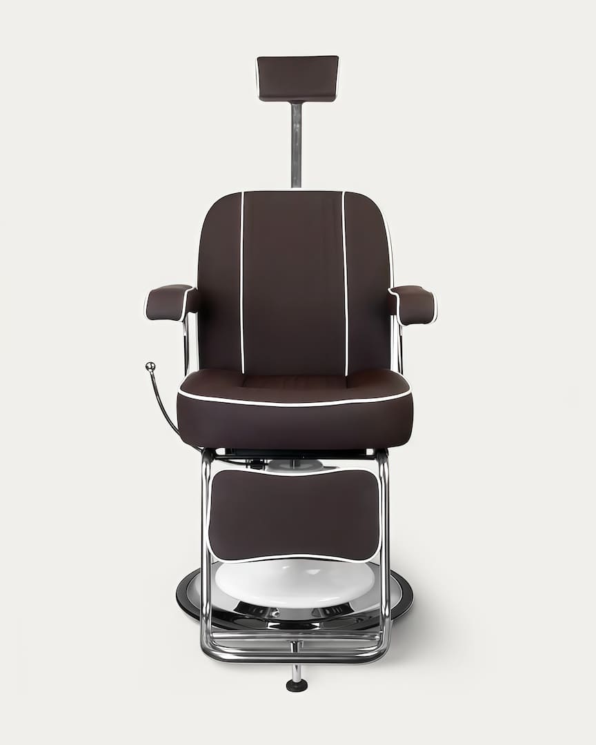 Sillón barbero marrón blanco Amadeo Gabbiano reposacabezas