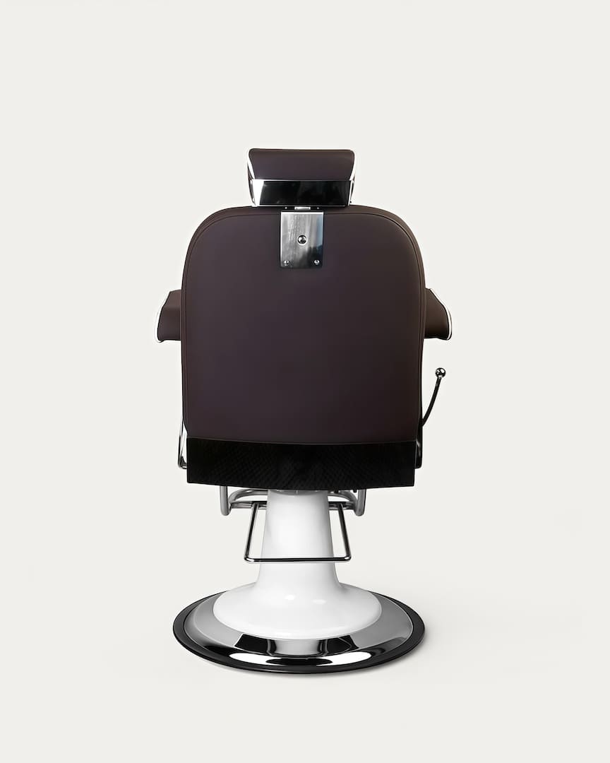 Sillón barbero con tapicería marrón blanco Amadeo Gabbiano