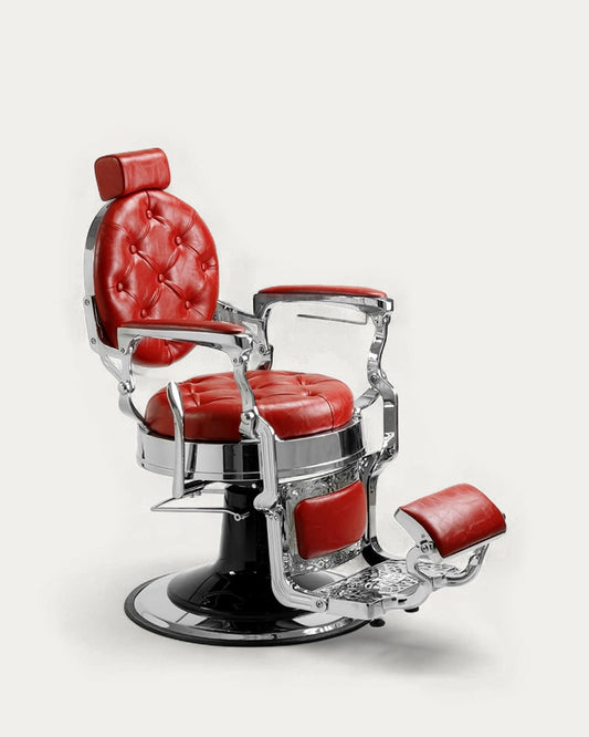 Dduueett Mack cromado sillón barbero rojo plateado