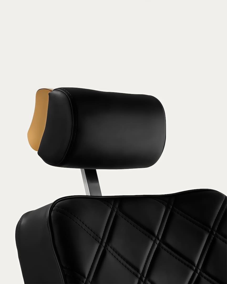 Sillón barbero dorado y negro Gabbiano reposacabezas ajustable