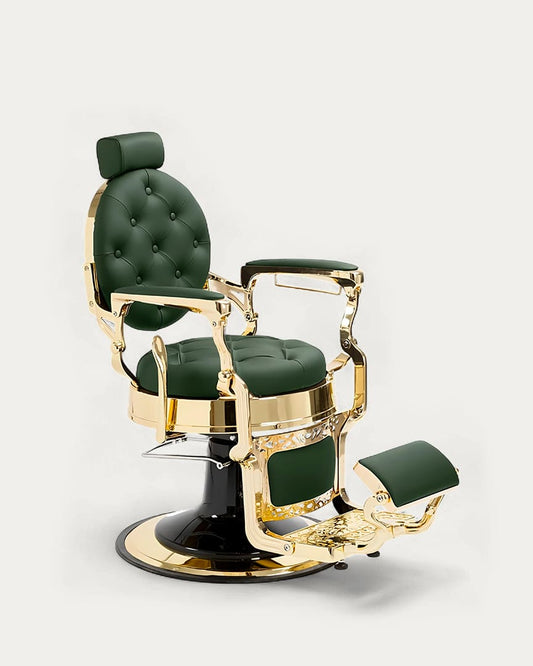 Sillón barbero Gold tapicería verde Mack dorado dduueett