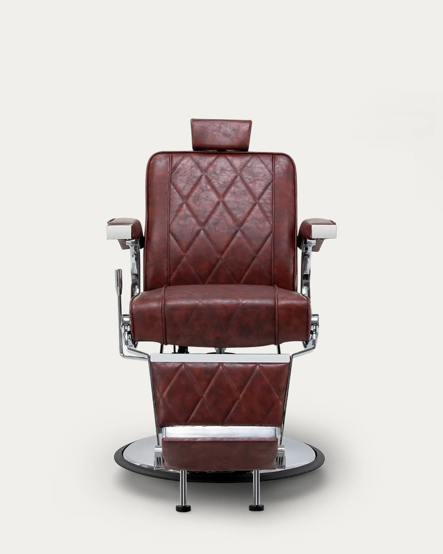 Sillón de barbero burdeos y cromado BM88066 Hair System
