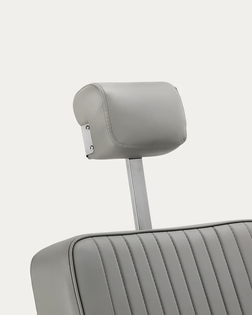 Sillón barbero gris cromado Visionerio Gabbiano cabezal