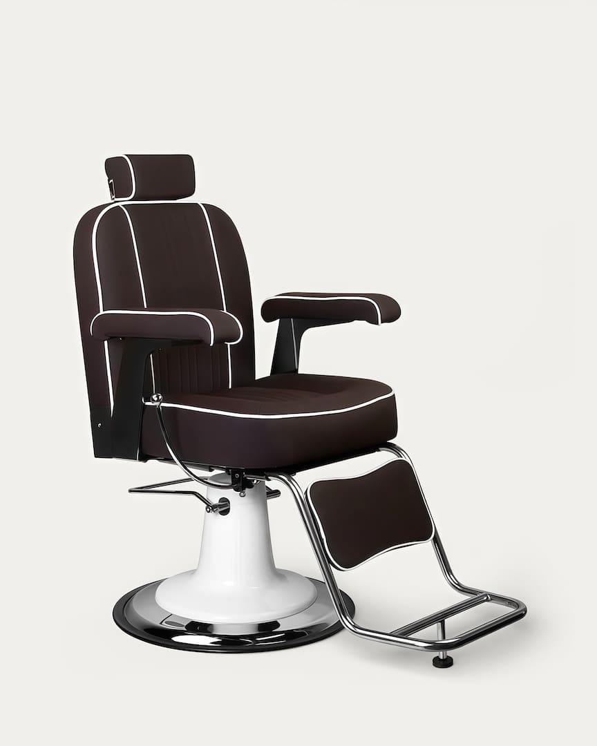 Sillón barbero marrón blanco Amadeo Gabbiano