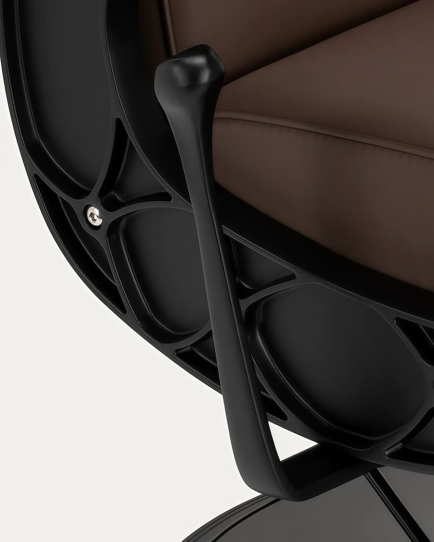 Sillón barbero tapicería marrón y negro Continental Gabbiano palanca hidráulica