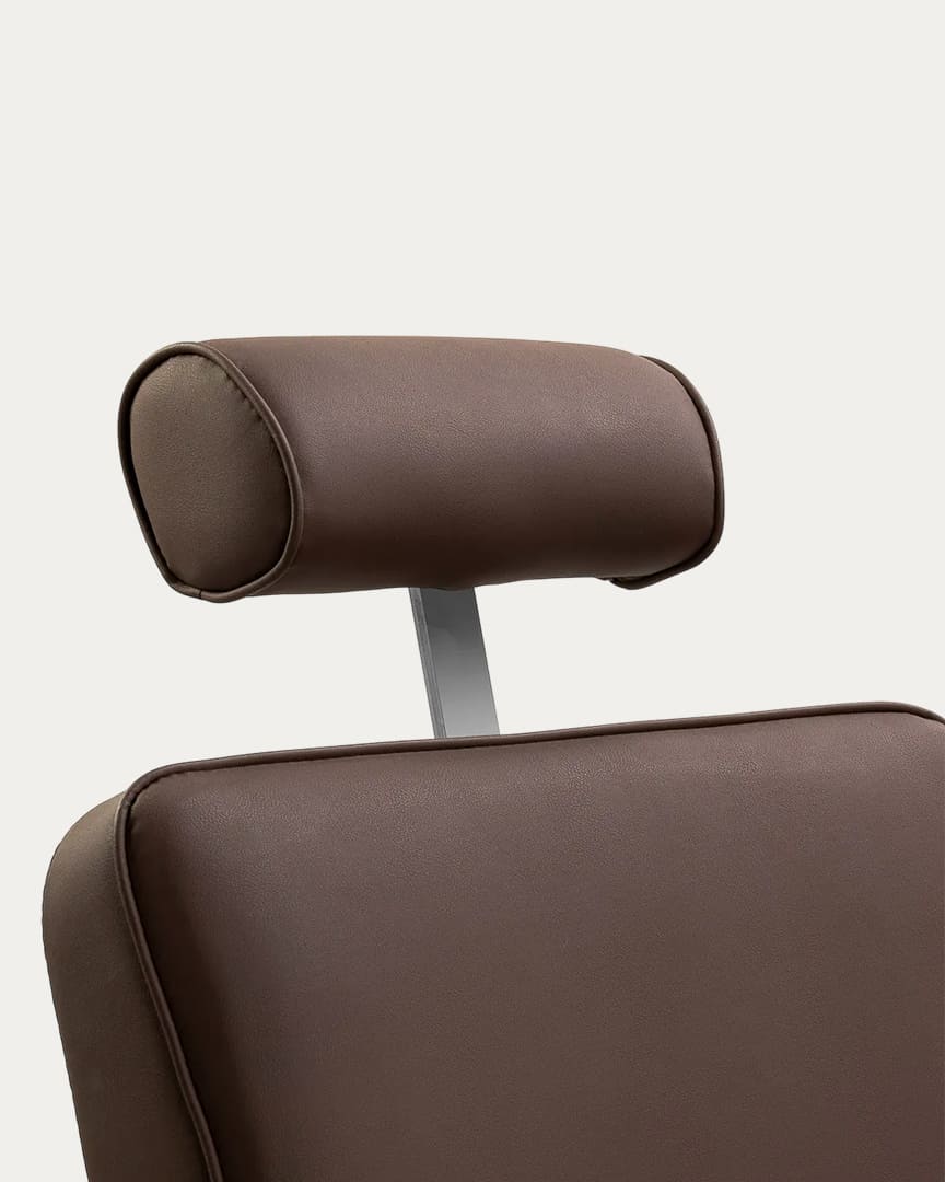 Sillón barbero tapicería marrón y negro Continental Gabbiano cabezal extraíble