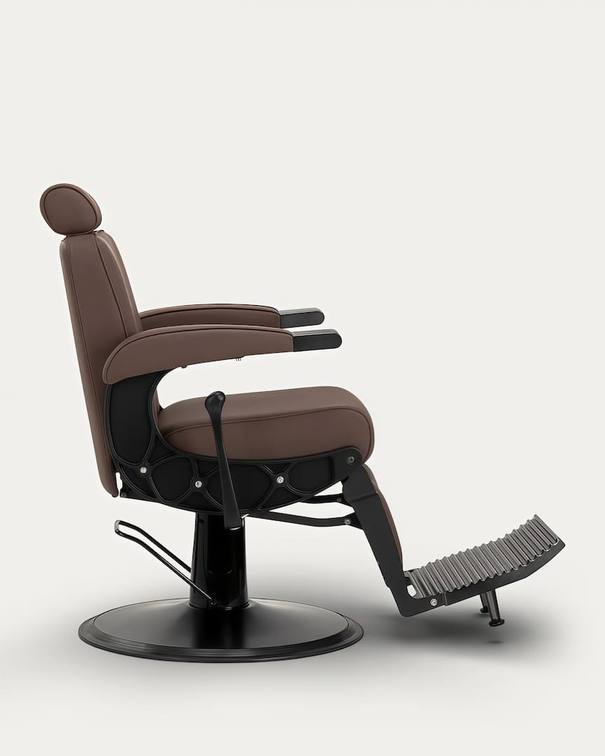 Sillón barbero marrón negro Continental Gabbiano