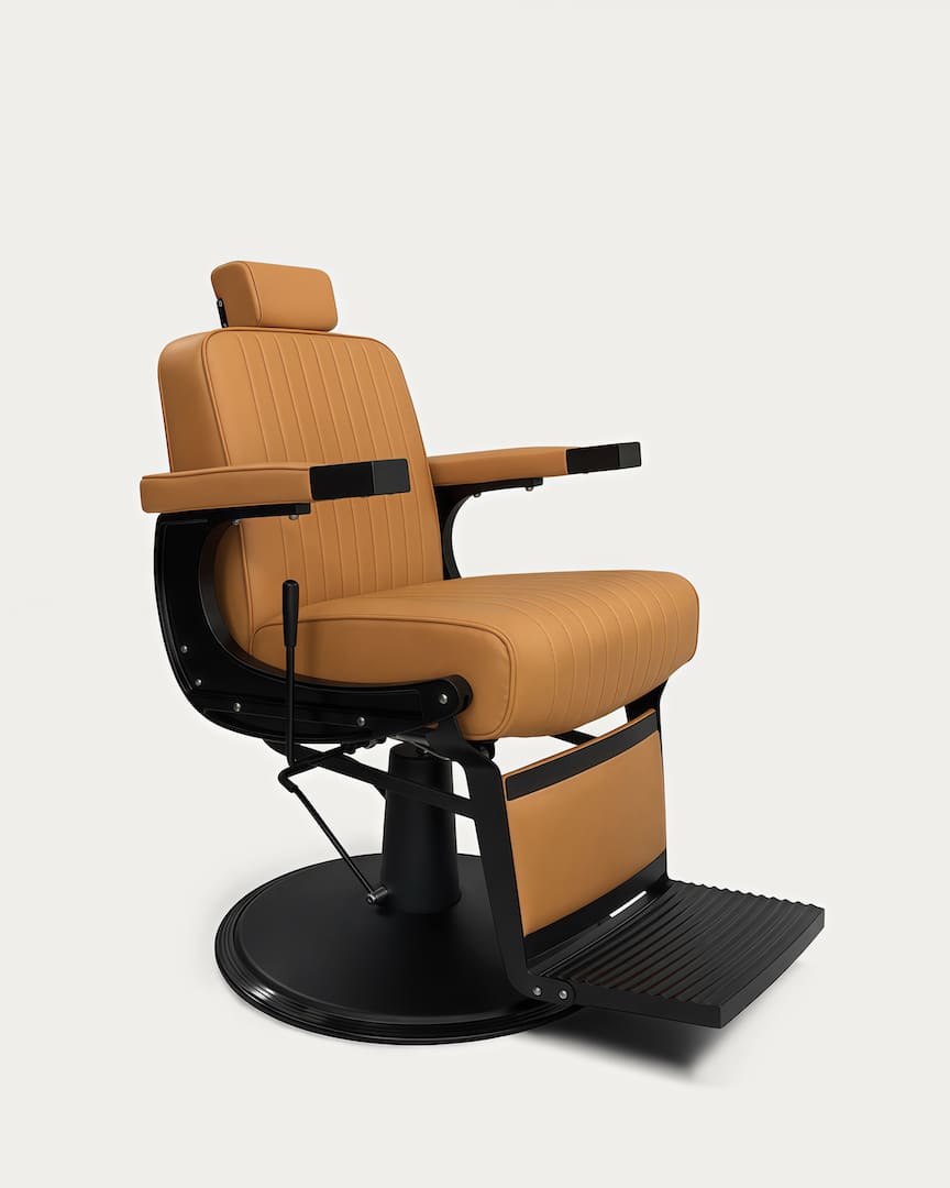 Sillón barbero tapicería camel marrón barato Pantera