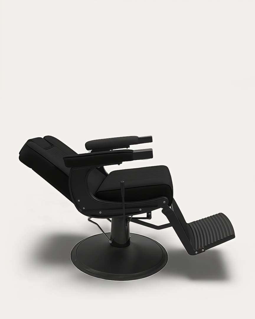Sillón de barbero negro vintage respaldo regulable Tara