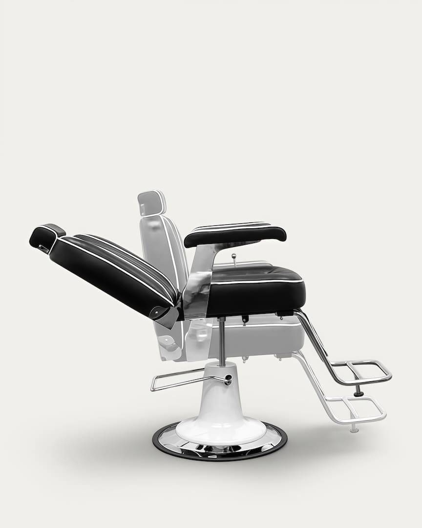 Sillón barbero vintage negro y base blanca Amadeo Gabbiano respaldo regulable