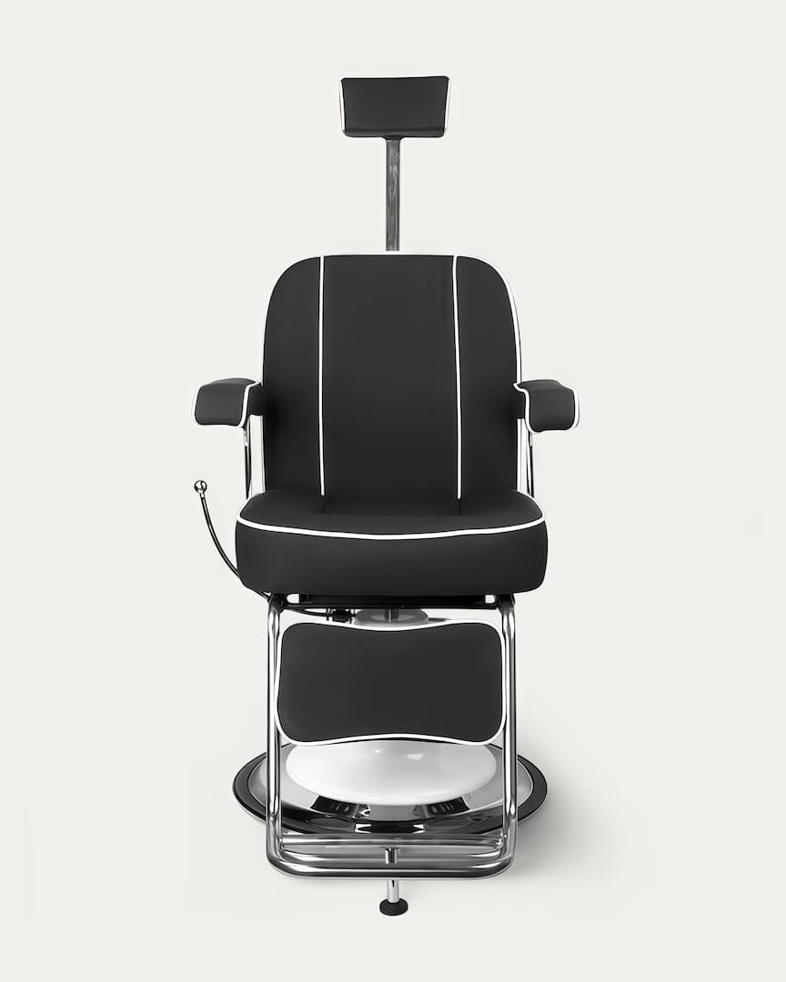 Sillón barbero vintage negro y blanco Amadeo Gabbiano reposacabezas ajustable
