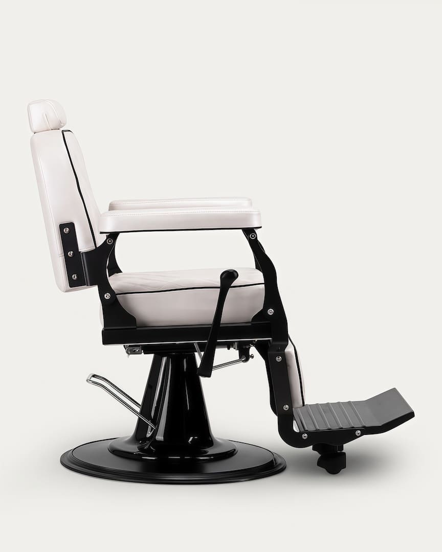 Sillón barbero tapicería blanco perla Carlos Extra Gabbiano