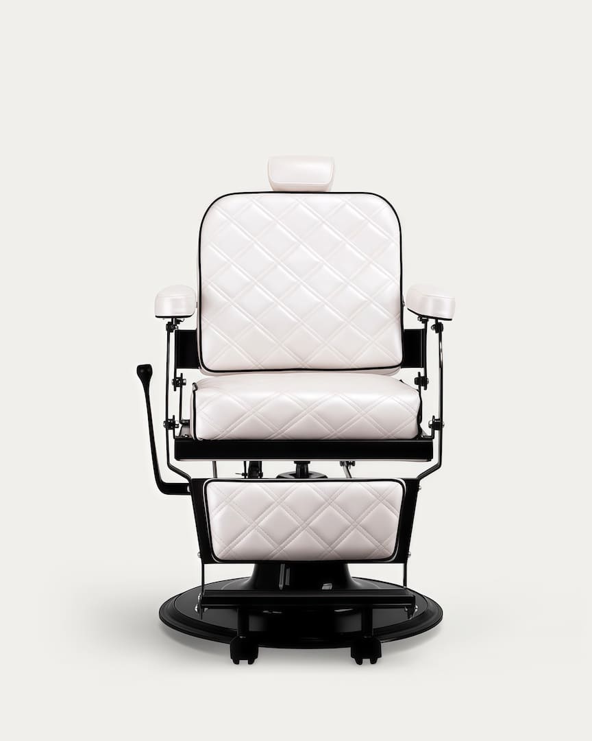 Sillón barbero tapicería blanca efecto perla Carlos Extra Gabbiano