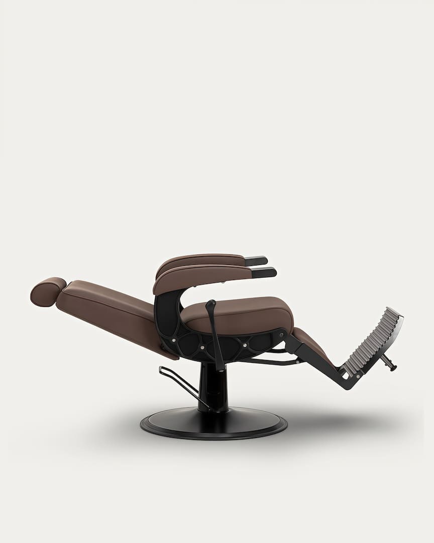 Sillón barbero tapicería marrón y base negra Continental Gabbiano