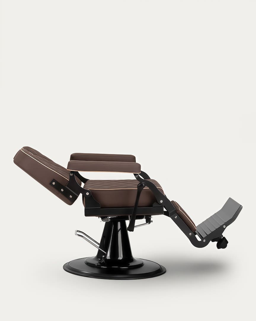 Sillón de barbero tapciería marrón Carlos Brown Gabbiano