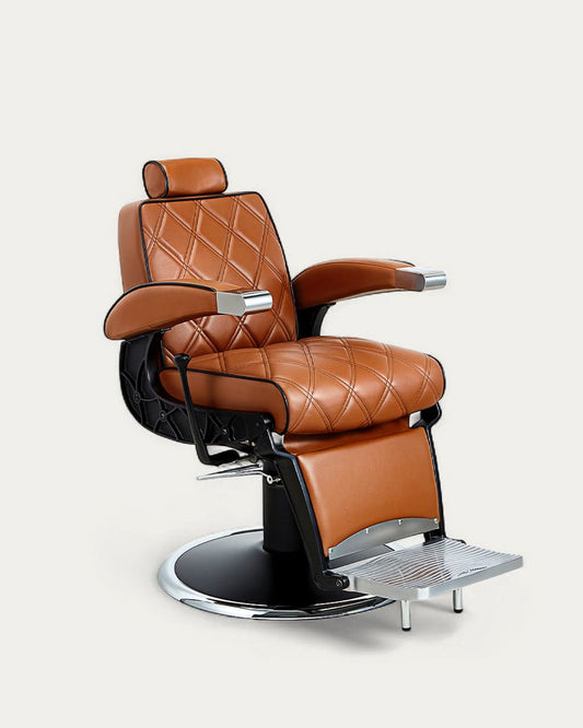 Sillón barbero tapicería marrón Hugo BR de Mirplay y base negra