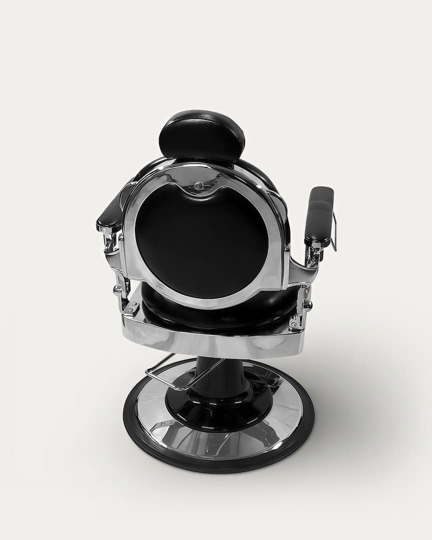 Sillón barbero vintage base plateada negro Yaqui