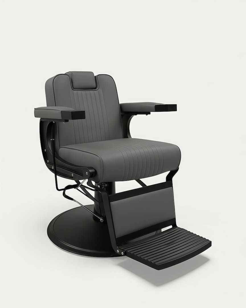 Sillón barbero vintage gris hidráulico Tara