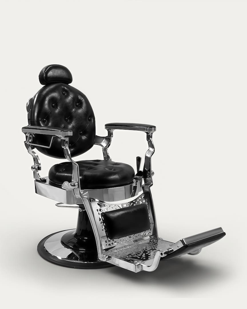 Sillón barbero vintage plateado negro Yaqui