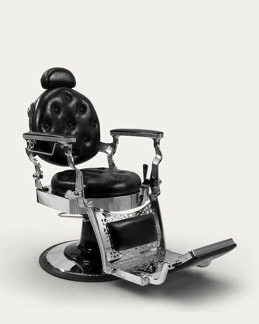 Sillón barbero vintage plateado negro Yaqui