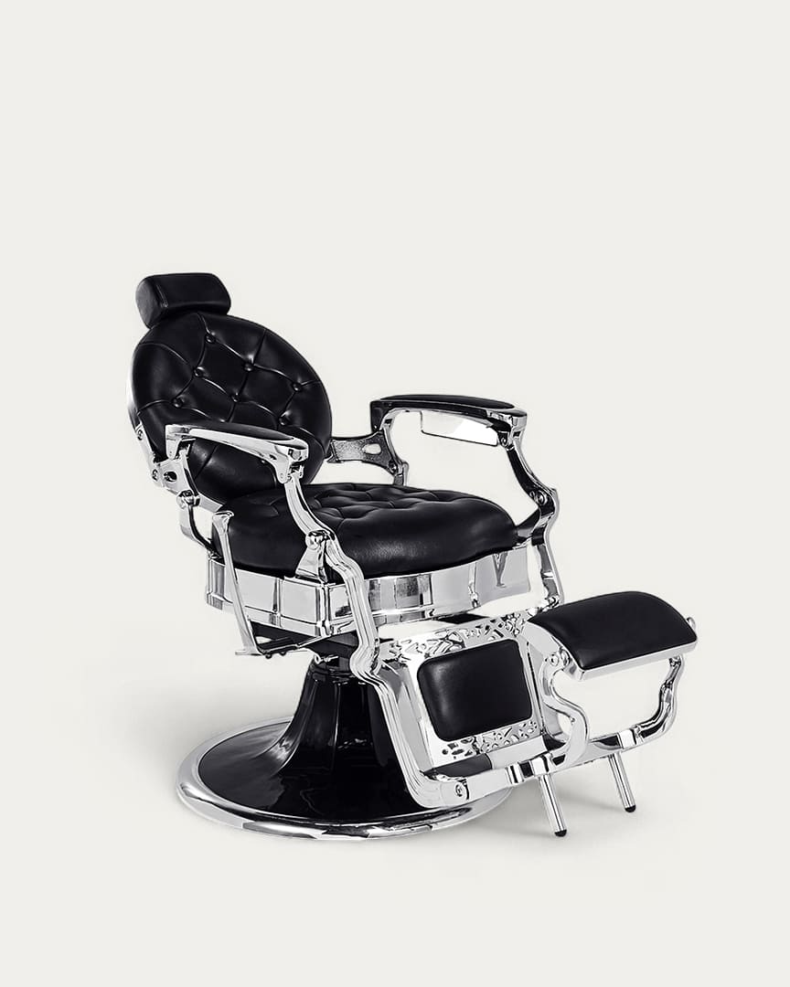 Sillón plateado cromado de barbería Kirk B de Mirplay