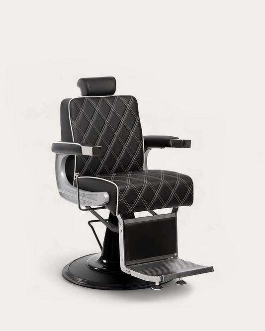 Gon Silver Dduueett sillón de barbería plateado con tapicería negra