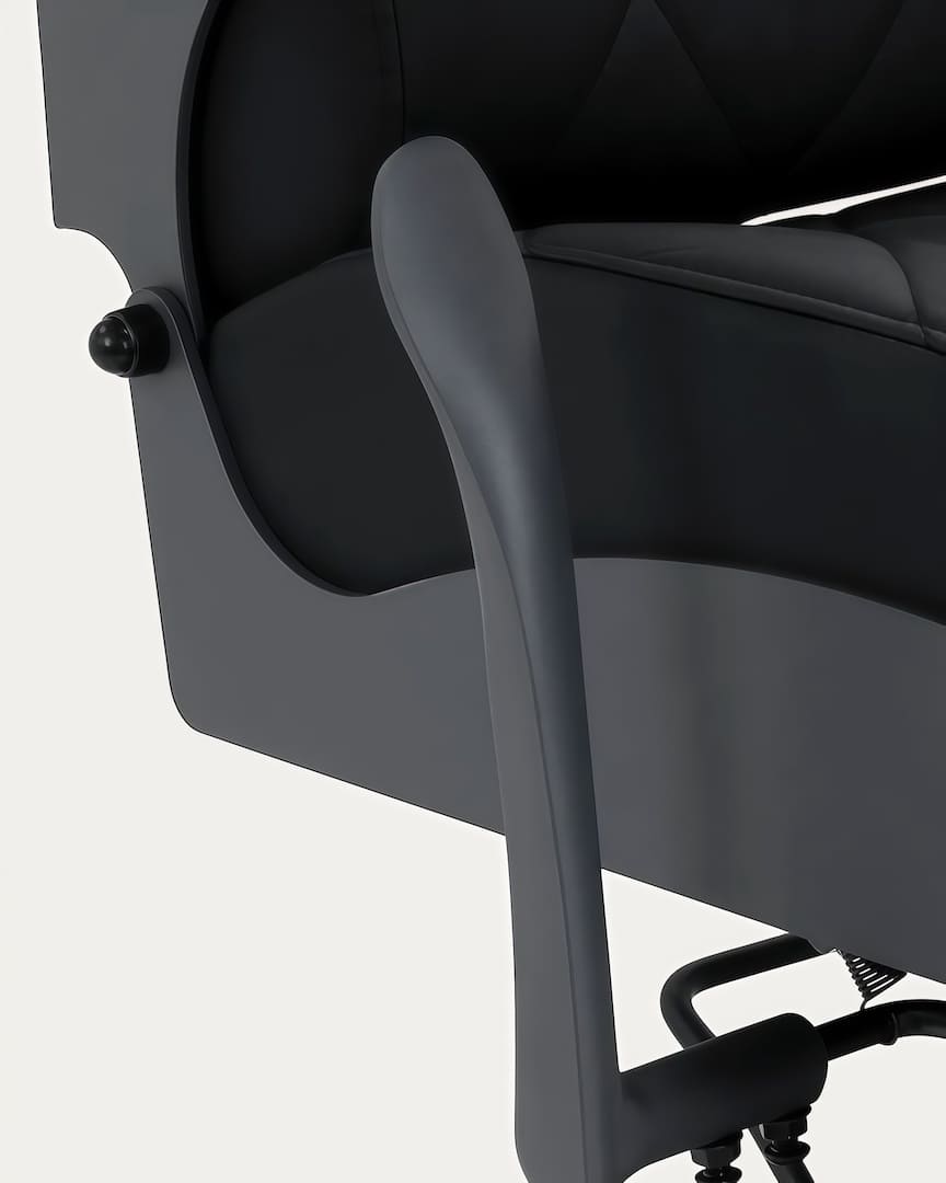 Sillón de barbería negro y gris grafito Bruno Gabbiano palanca hidráulica