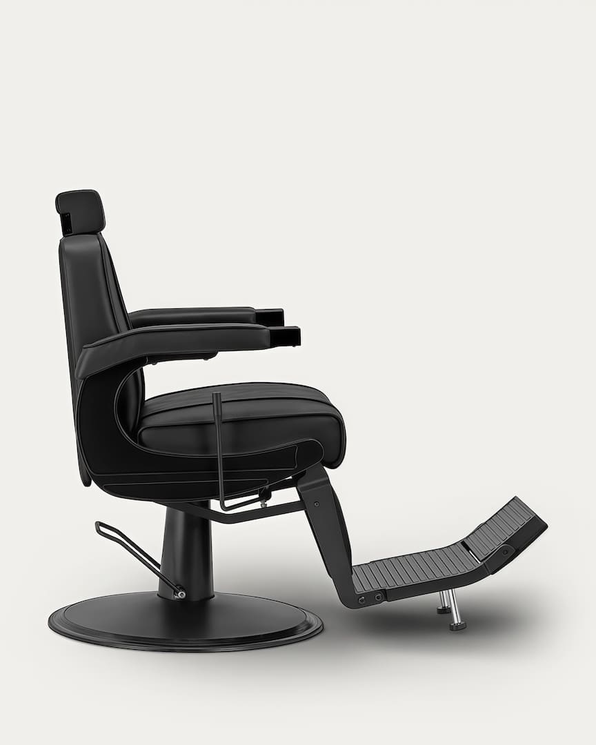 Sillón barbería negro BM88066B Hair System vista lateral