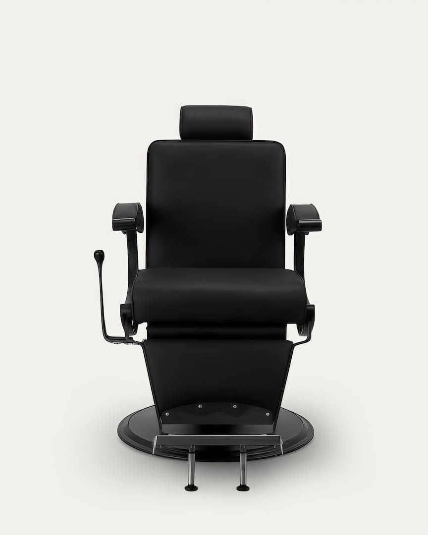 Sillón barbería con tapicería negra Continental Gabbiano