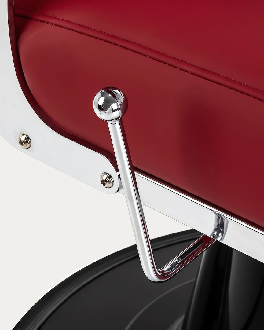 Sillón de barbería rojo Elias Gabbiano palanca asiento