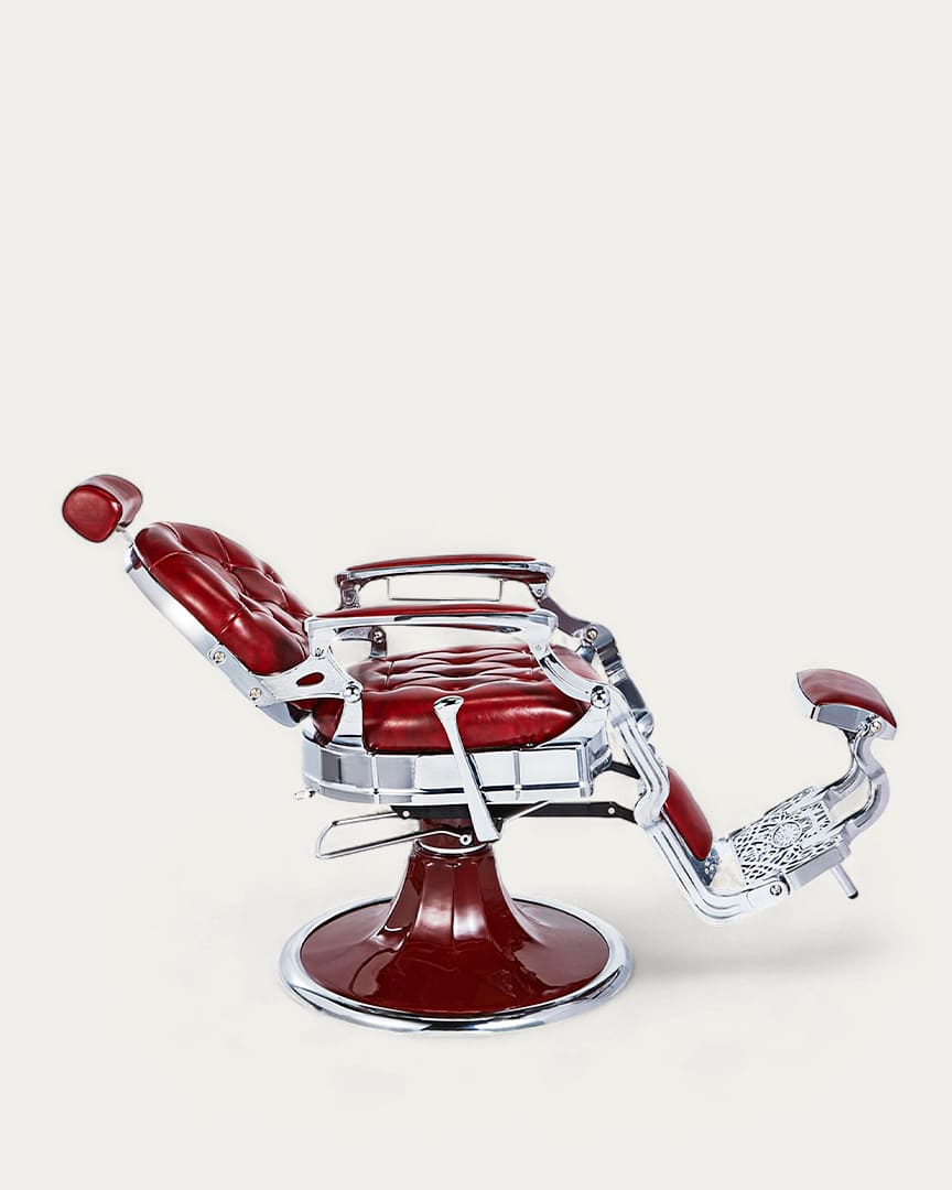 Sillón de barbero rojo y cromado Kirk R Mirplay
